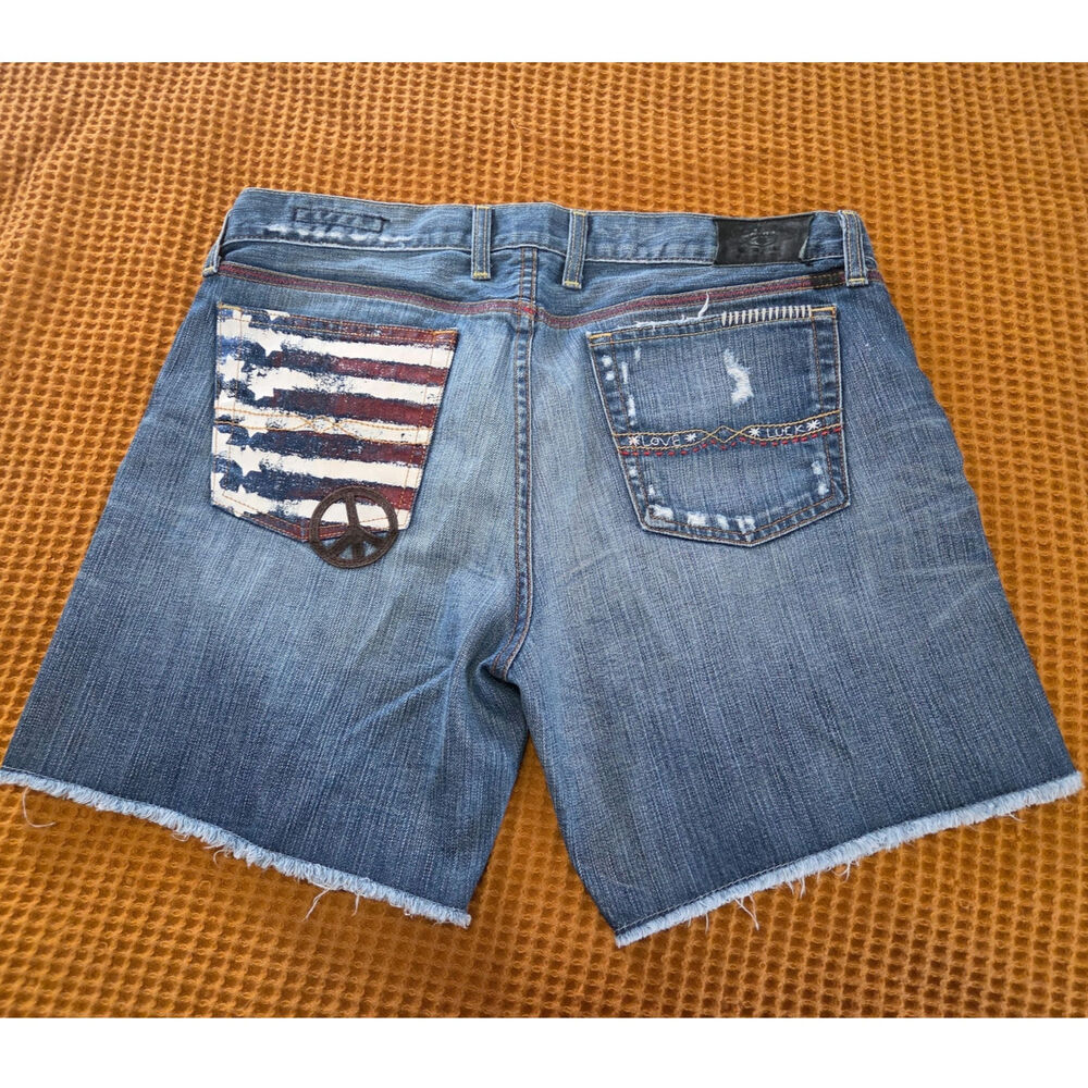 Lucky Brand Western Americana Riley Jean Short 10 / 30 100% Cotton USA Hippie